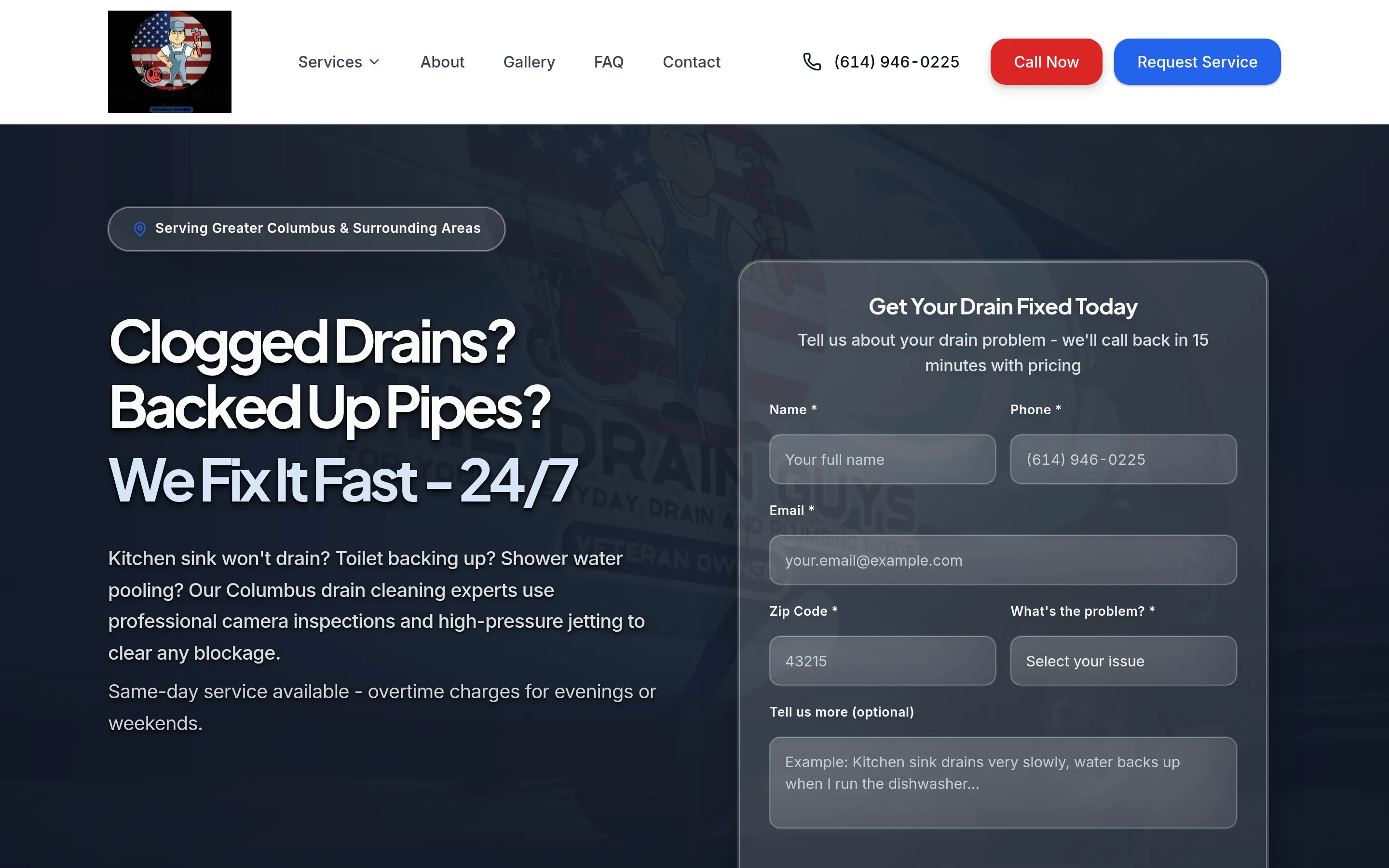 The Drain Guys — website screenshot