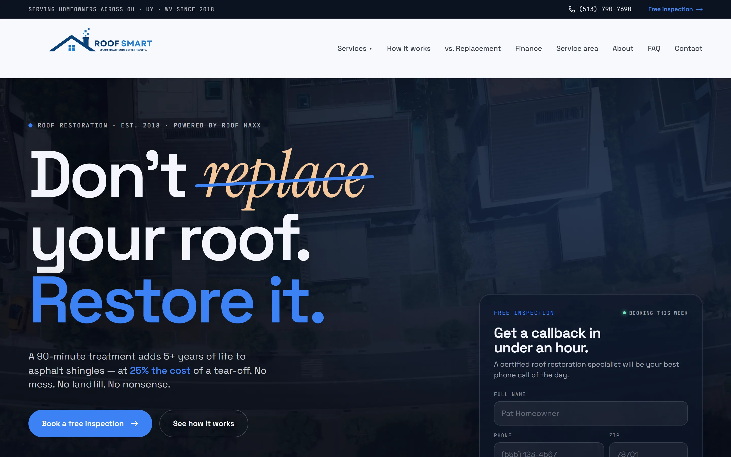 Roof Smart, Roofing Restoration website by Final Orbit