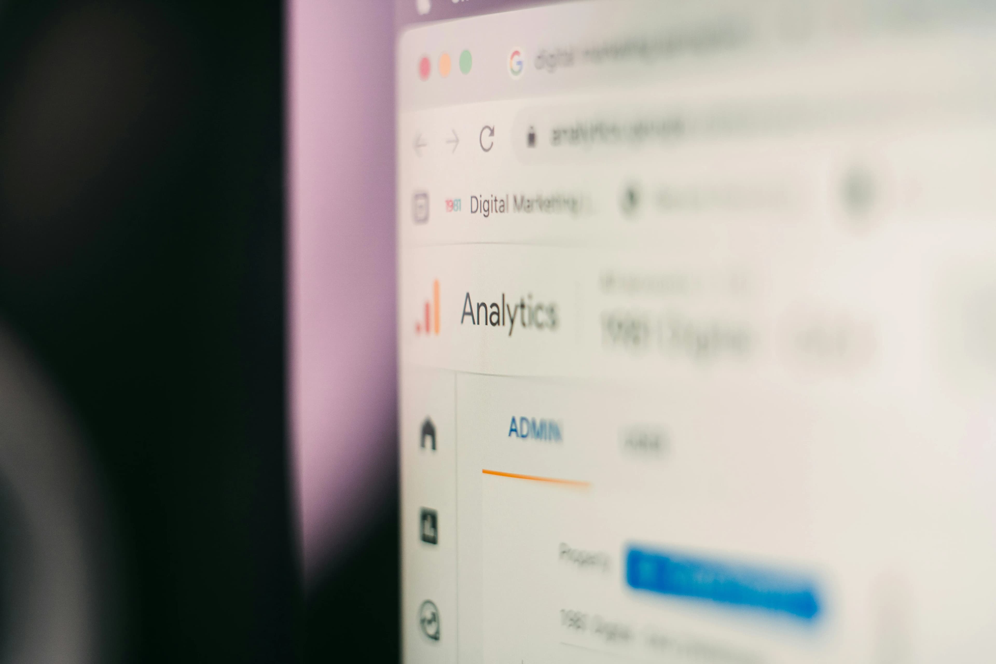 Google Analytics dashboard on a monitor — SEO performance and reporting